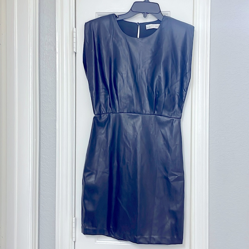 Bishop + young Hayden vegan faux black mini leather dress